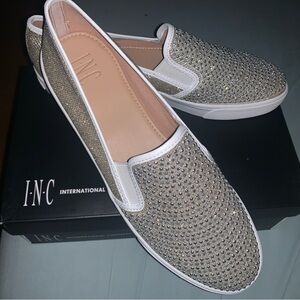 INC International Concepts Champagne Glitter Slip-On Sneakers